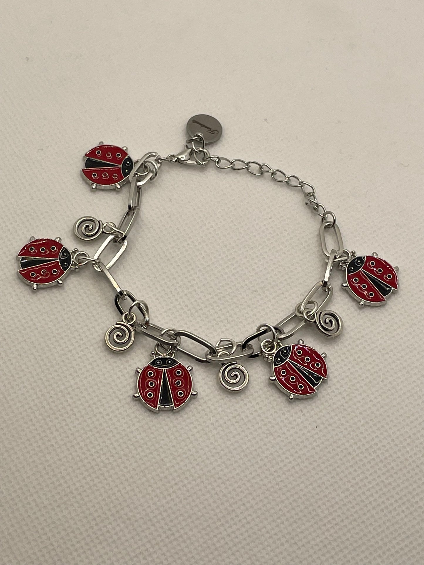 Silver Lady bug Bracelet