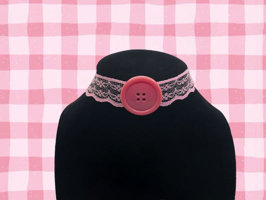 Pink Button Choker
