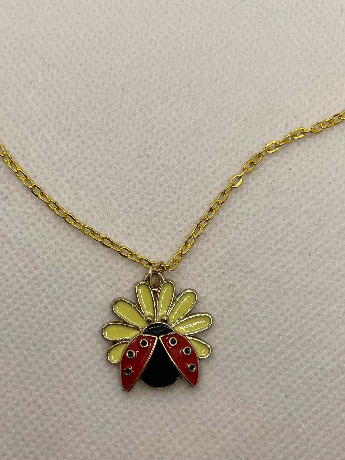 Flower Ladybug Necklace