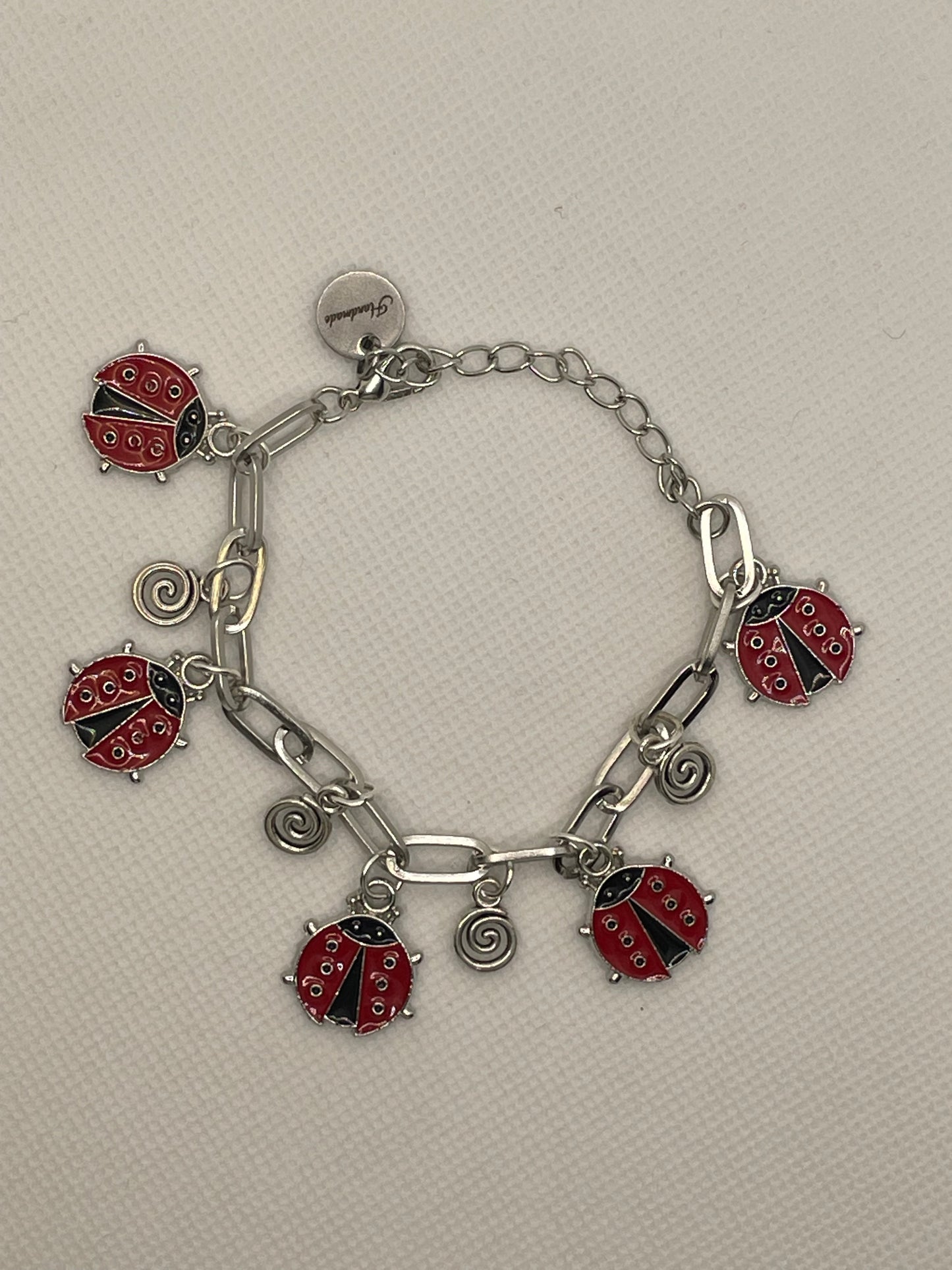 Silver Lady bug Bracelet