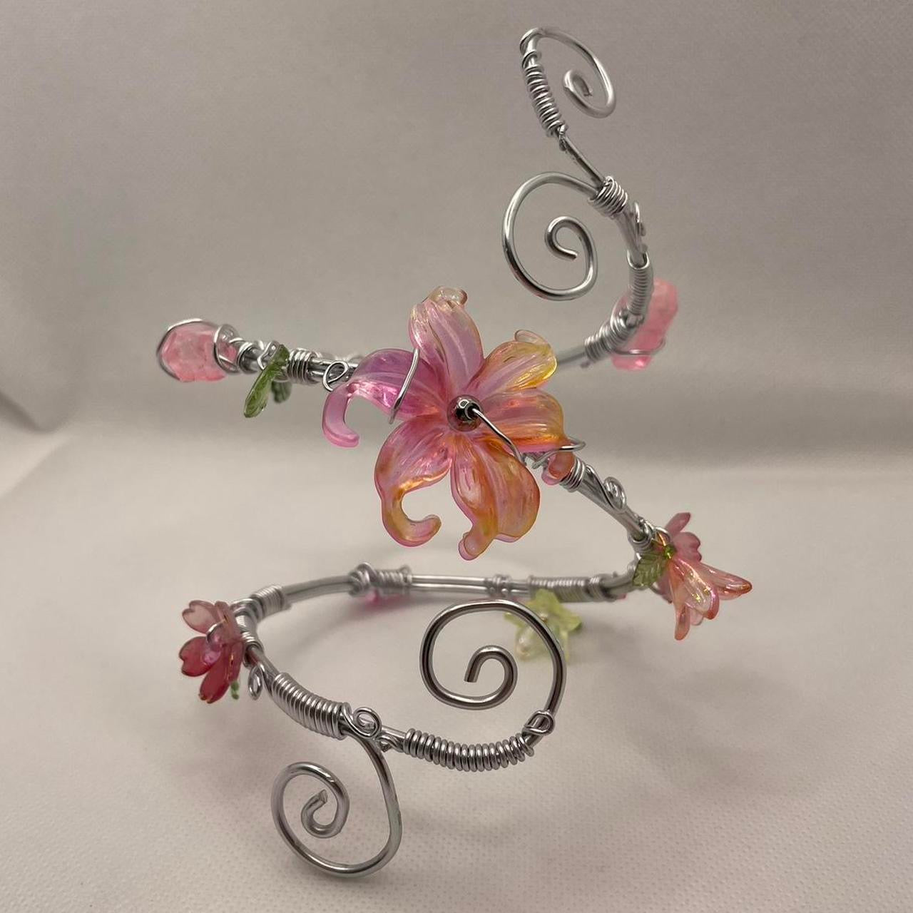 Pink and orange flower cuff