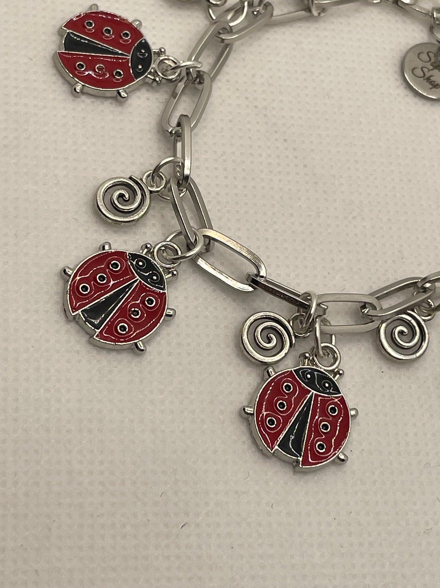 Silver Lady bug Bracelet