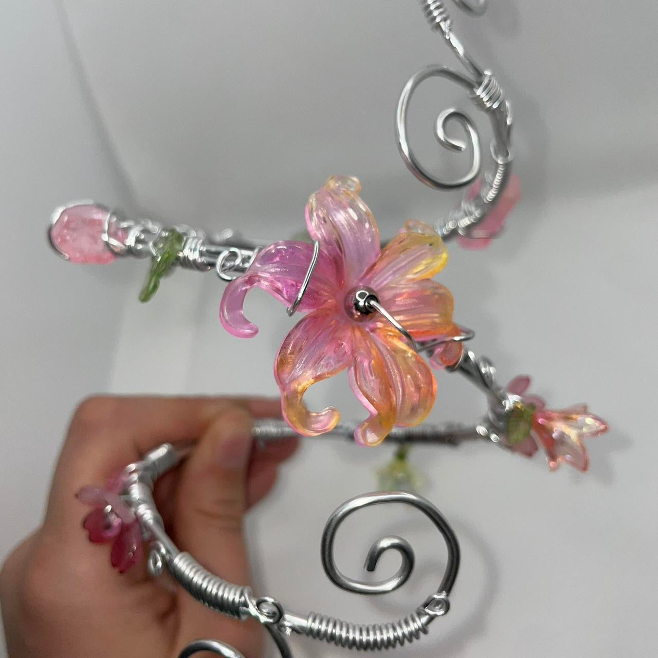 Pink and orange flower cuff