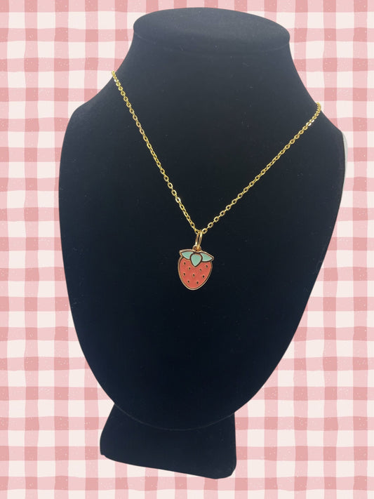 Gold Plated Strawberry Necklace