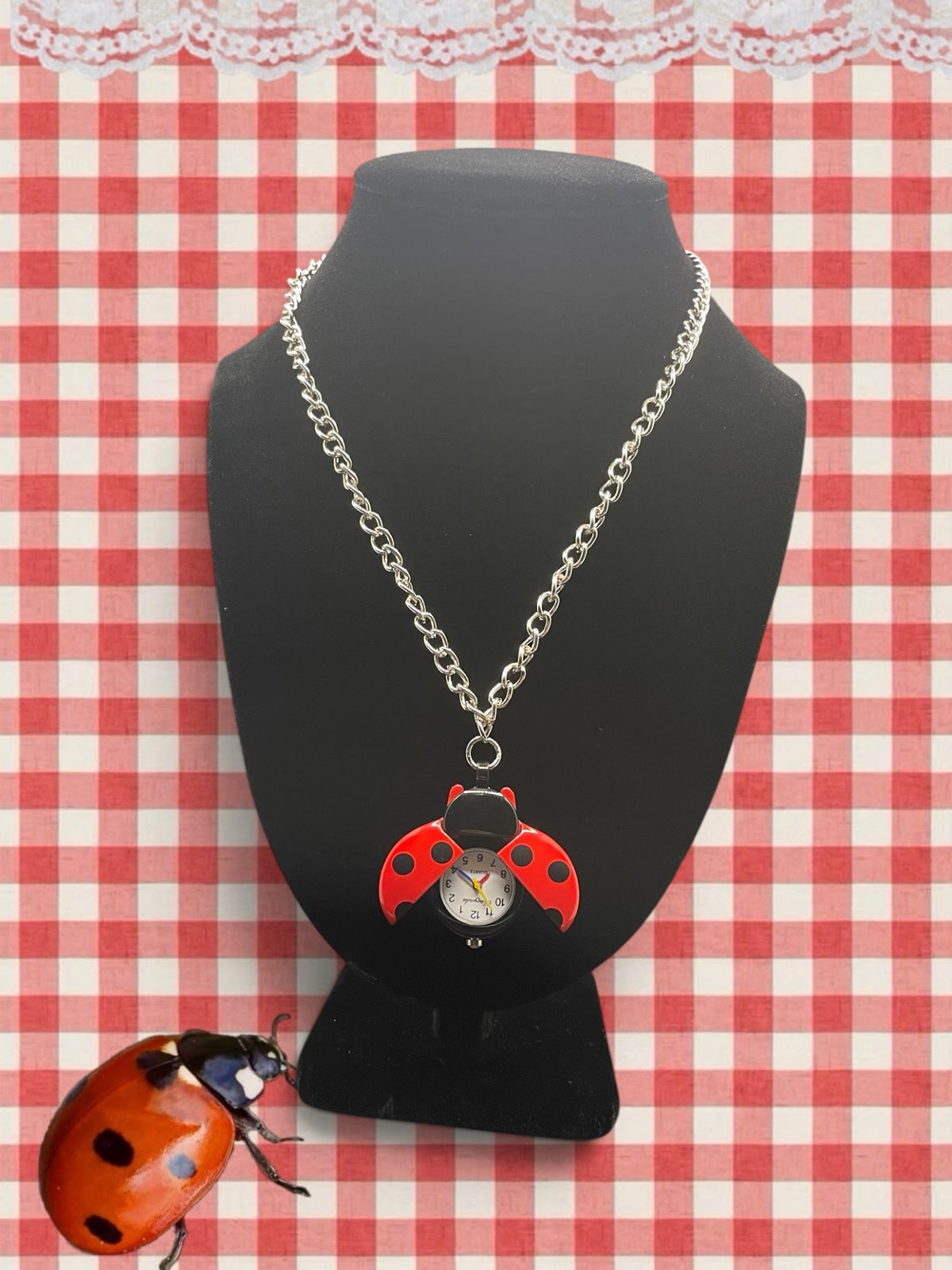Ladybug Watch Necklace