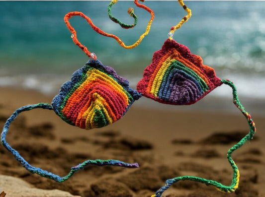Rainbow Beaded Bikini Top