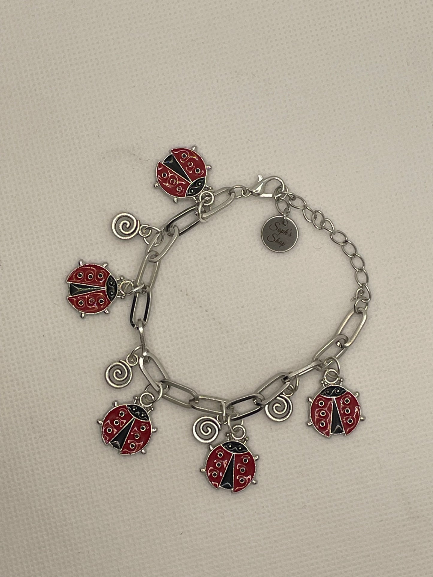 Silver Lady bug Bracelet