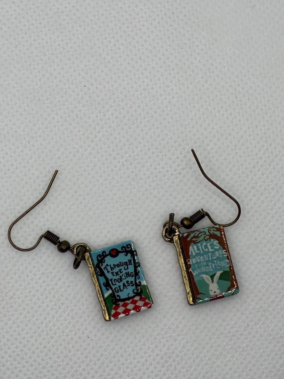 Alice in Wonderland book earrings