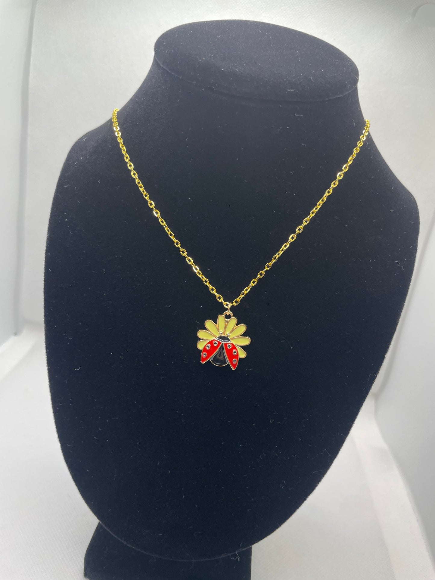 Flower Ladybug Necklace