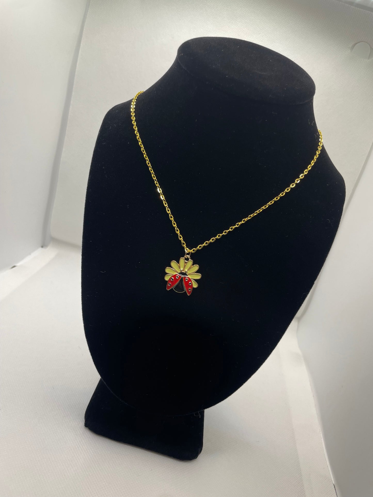 Flower Ladybug Necklace