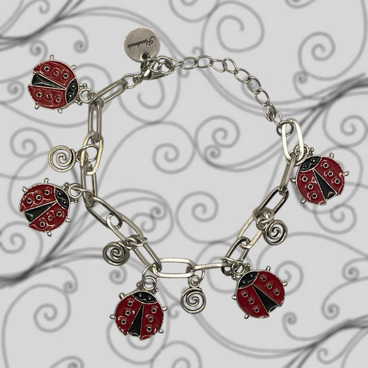 Silver Lady bug Bracelet
