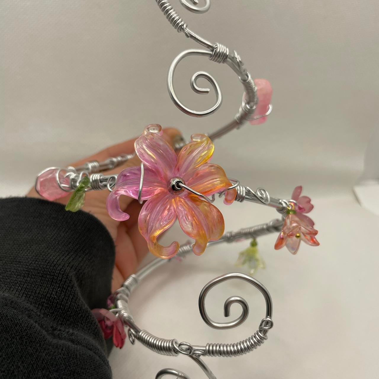Pink and orange flower cuff