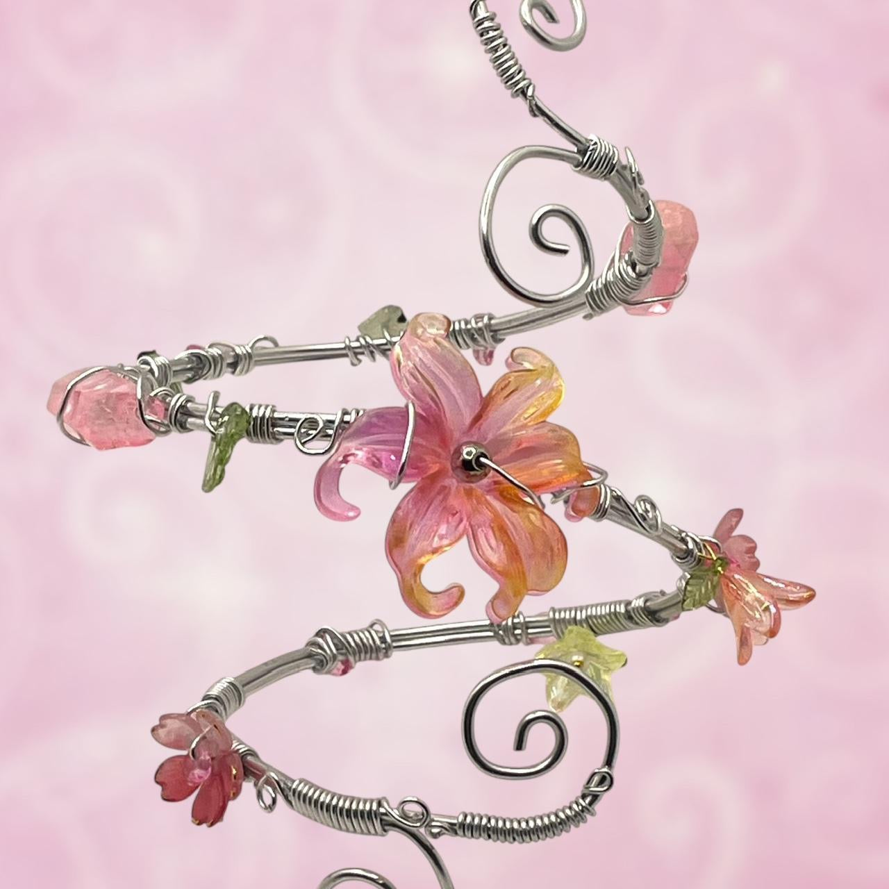 Pink and orange flower cuff