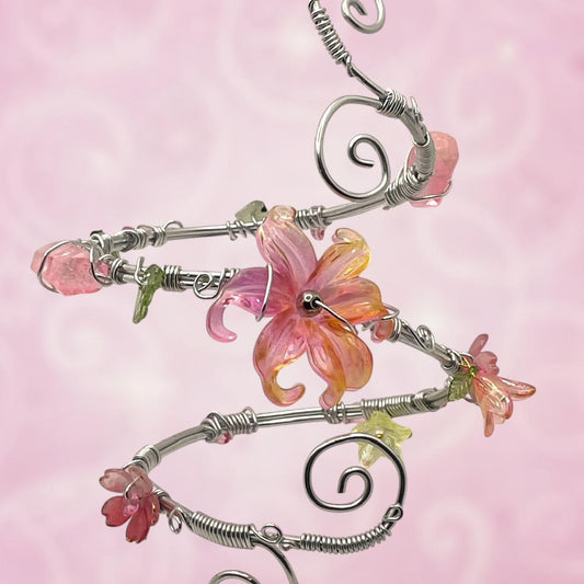 Pink and orange flower cuff